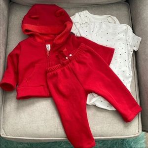 Baby Gap 0-3 Cozy Outfit Lot Red